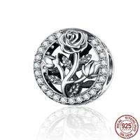 925 Серебряные серебряные чары роза Цветок 12 мм 12 мм антиквадинг браслет подвеска винтажные тибетские украшения ручной работы 2226o