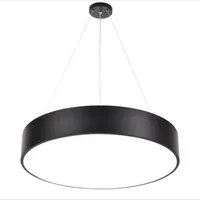 Modern Minimalism LED Pendant Lamp Round Chandeliers Black Lighting Fixtures for Office Study Room Livingroom Bedroom AC85-265V263j