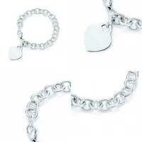 Geformte Geschenke 925 Sterling Silver Heart Charme f￼r Frauen elegantes Lock TIF Armband Silber passung Worl3rh32404