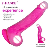Schoonheidsartikelen Shande Big Dildo Suction Cup Realistische penis zachte lange dildo's voor vrouwen siliconen enorme lul vrouwelijk volwassen sexy speelgoed ingebouwde kiel