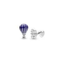 NEW Blue Air Balloon & Heart Stud Earrings Original Box for Pandora 925 Sterling Silver Asymmetric EARRING sets for Women228z