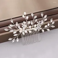 Hair Clips ACRDDK Luxury Crystal Rhinestone Bridal Comb Handmade Flower White Wedding Women Headwear Jewelry SL