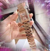 Роскошный римский квадратный циферблат часы мужчины 40 -миллиметровый блок хип -хоп Два сторона алмазы кольцо заморожены Quartz Watchs Прекрасные подарки из нержавеющей стали Розовое золото.