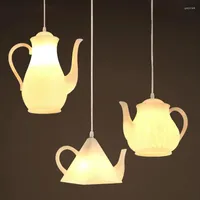 Anhängerlampen moderne Keramik -LED -Einzelhaarteekannbäume Kronleuchter Nordic Tea Restaurant Harz Bar Creative Modestellung