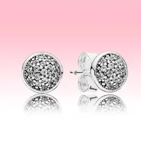 CZ Diamond Pave Stud Earring Women Mens 925 Silver Fashion Jewelry Pandora Summer Earrings Sets323F를위한 오리지널 상자