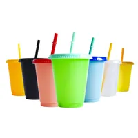 Tumblers Nuevos tazas de agua creativa en el verano PP temperatura sensible a los colores de pl￡stico sensibles al color de la copa de paja al por mayor se puede personalizar