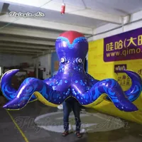 Wandelen gesimuleerde opblaasbare bouncers octopus kostuum 2m opgeblazen diepe zeedieren mascotte blauwe octopus pakken met tentakels voor paradeshow