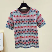 Maglioni femminili in passerella estate coreana coreana a maglia da donna slim luminosa di seta elegante marca a strisce maglietta maglione maglione top sottile