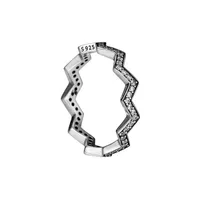 Pandora Jewelry Ring Silver Shimmering Zigzag Rings와 CZ100% 925 WOME330V ​​용 STERLING SILVER JEWLLY 전체 DIY와 호환됩니다.