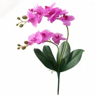 Dekorative Blumen Jarown Künstliche Blume Real Touch Latex 2 Ast Orchidee mit Blättern Hochzeitsdekoration Flores