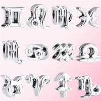 Jóias Memnon 925 Sterling Silver Charm Winter Sparkling Twelve Zodiac Série Charms Fits Fit Pandora Style Bracelets DIY para WO3344