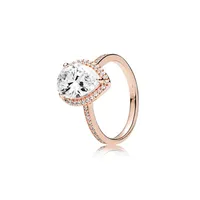 18K Rose Gold Drop Drop CZ Diamond Ring Original Box for Pandora 925 Sterling Silver Rings for Women Wedding Gift Jewelry242G