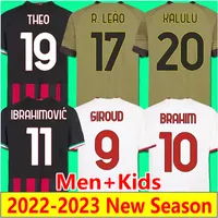 22 23 Ibrahimovic Tonali Adli Soccer Jersey de Ketelaere lazetetic giroud Theo Brahim Maillots de Foot 2022 2023 R.Leao Rebic Origi Bennacer Football Shirt Men Kids set