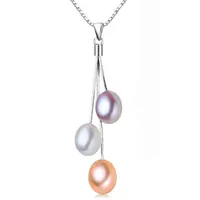 Collana di perle di moda gioielli perle da perla 8-9mm multicolour a ciondolo perle naturale 925 gioielli in argento per donne regalo2960