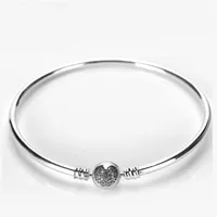 Heart shaped CZ diamond Clasp Bangle Bracelet sets Original Box for Pandora 925 Sterling Silver Charm Bracelets Women Wedding Jewe275n