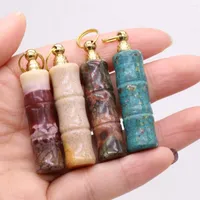 Pendant Necklaces Natural Stone Perfume Bottle Bamboo-shaped Essential Oil Diffuser For Women Jewerly Necklace Gift