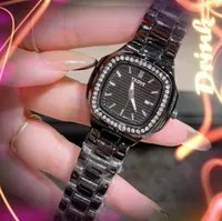 أفضل العلامة التجارية Quartz Fashion Womens Time Clock Watches 38mm Auto Date Square Diamonds Ring Designer Watch Wath Fine Stainless Steel Gifts Wristwatch Reloj Hombre