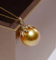 16 mm Südsee Perlen Halsketten rund Gold Natural Shell Perle Pendell Halskette Schlüsselbeinkette
