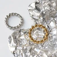 Clusterringen Aantal Gold Silver Color Bold Ed Touwketen Roestvrij staal voor vrouwen Minimalistische dames sieraden Ring305m