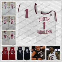 Новый баскетбол в колледже носит индивидуальный NCAA Gamecocks College Basketball Любое название Black Red White 10 Джастин Минайя 52 Jair Bolden 4 MCCR