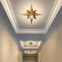 Éclairage de plafond étoile en cuivre complet American Style Octogonal Dôme Lumière Balcon Simple Porche Asle Asle Lampe de plafond de cuisine 238x