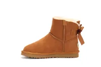 Australië laarzen schoen sneeuwschoenontwerper bowtie pluis kraag voor vrouwen korte lridescen winter meisjes dame kinderen akato harige satijnen laarsjes