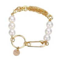 Charm Bracelets Europa und Amerika Stil Pearl Metal Paper Clip Circle Creative Retro Simple Alloy Bracelet238g