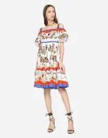 2022デザイナープリントプリーツドレス女性ドレスエレガントな長いドレス夏の袖アジアサイズ