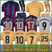 2022 2023 Pedri Lewandowski Oyuncu Versiyonu Futbol Jersey Gavi Camiseta Futbol Ferran FC Ansu Fati Raphinga Barcelonas Dest Futbol Gömlek Barca Kids Kit