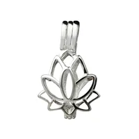 Lotus çiçek çiçeği kolye küçük lokletler 925 sterling gümüş hediye aşk dilek inci kafes 5 adet 339o