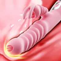 Ensemble d'accessoires de salle de bain Lécontrement vibrant Dildo Rabbit Vibrateur télescopique chauffage chauffant fidget rose adulte produit sexe toys pour femmes