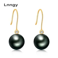 Legria dangle lnngy 18k oro tahiti perle perle orecchini a goccia 10-11mm rosa gialla bianca solida nera vera diamante femminile2114