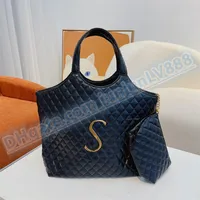 Высококачественная сумка для роскошных покупок из стеганого ягненка кожаная черно -белая классическая цвет большой емкость женская сумочка женская модная кошелька для плеч