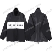 Xinxinbuy Hombres Dise￱adores Capas Jackets Windbreaker Panel Se imprima Par￭s Conada de manga larga Mujeres Negro Blanco S-XL