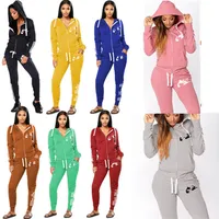 2022 Brand Designer Women Letter Tracksuits Winter Fall 2 Piece Sets Casual Jackets Pants Hooded Sports Suit Fashion Outfits 4070