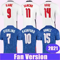 2021 Kane Rashford Mens Soccer Jerseys Sterling Gomez Sancho Dele Maddison Trippier Rose Home Away Football Shirt