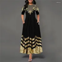 Повседневные платья Женщины Схема Boho Vintage Ruffles Befree Spring Elegant Party Dress Summer Maxi Plus размеры 3xl 4xl 5xl