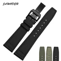 JAWODER Watchband 20 21 22mm Stainless Steel Deployment Buckle Black Green Nylon with Leather Bottom Watch Band Strap for Portugal289K