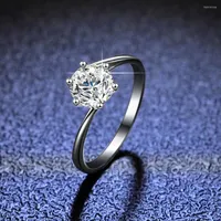 Cluster Rings 925 Sterling Silver Ring Mosan's Drill Fashion Woman1ct Diamond Twisted Arm Six D-color Mosan