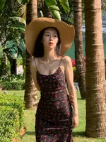 Summer Dresses Women Vestidos Largos Sexy Slip Midi Dress Vintage Floral Print