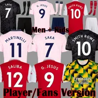 Jerfa de futebol da versão dos fãs Jeriba Gunners 22 23 Martinelli G. Jesus 2022 2023 Smith Rowe Arsen Jersey Saka All Football Shirt Odegaard Kit Kid Equipment