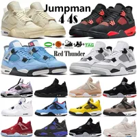 Jumpman 4 4S OG Mens basketbalschoenen MILITAAL BLACK UNIVERSITY BLAUW CANVAS SAIL OREO RODE THUNDER WIT CEMENT Zwarte kat gefokte sportvrouwen sneakers trainers maat 47