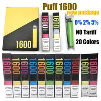 Nouveau paquet 0% 2% 5% Disposable E Cigarette Puff 1600 Puffes Préfilés CARTS 6.5 ml Pod Stick Bang max Appareil 20 couleurs