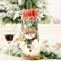 Decoraciones de Navidad botella de vino cubierta decorativa adorable bolsas de suéter de sombrero de santa claus para fiesta de Navidad personalizado