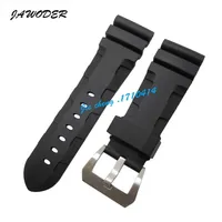 Jawoder Watchband 24mm 26mm Buckle 22mm Men Watch Bands Black Diving Silicone Rubber Rubber Strap Bucle Bucle Pincle for Panera265y