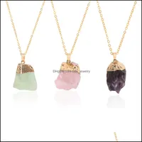 Colliers de pendentif en pierre naturelle pendentif gemmstone or couleur irregar forme collier femelle en crustal femelle bijoux dhseller2010 dh7xl