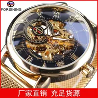 새로운 장점 Fusini 대중 무역 인기있는 스타일 크로스 국경 중공 기계적 시계 Mens Steel Belt Watch Wristwatche240p