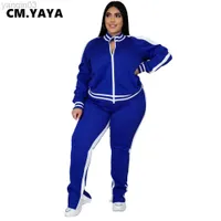 Los pistas de rastreo de talla grande para mujeres CM. Yaya Plus Size L-5XL Sweatsuit Women Women Sweatshirt Jogger Pants Juego de trajes de pista activo Conjunto de dos piezas Pockets Sporty L220905