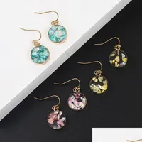 Dangle Chandelier Newest Colorf Resin Druzy Natural Stone Round Dangle Earring For Women Girls Shell Paper Sequins Hook Jiaminstore Dhbfn