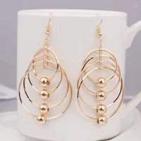 Dangle Earrings Multi-Layer Big Circle Round Tassel Long Drop Fashion Gold Metal Statement Womending Jewelry Gift